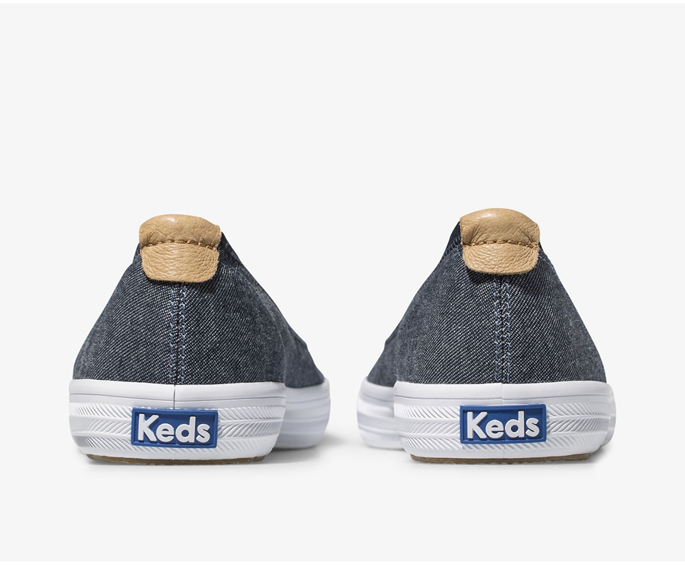 Keds Slip Ons Damen Navy - Bryn Chambray - JHI-408376